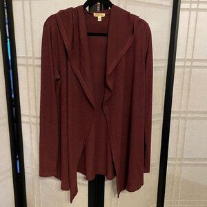 Silence + Noise Burgundy Open Hooded Cardigan